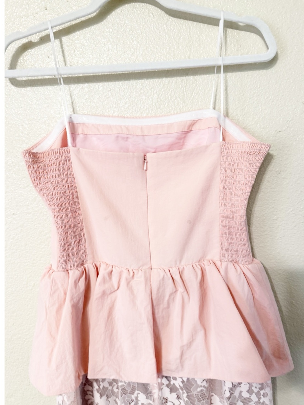 Amanda Uprichard Cherise Lace Skirt Peplum Maxi Dress in Mochi Pink Size Medium - Picture 8 of 12